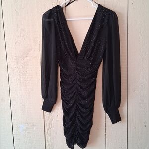 Windsor Elegant Black Long Sleeve Dress with Glitter
